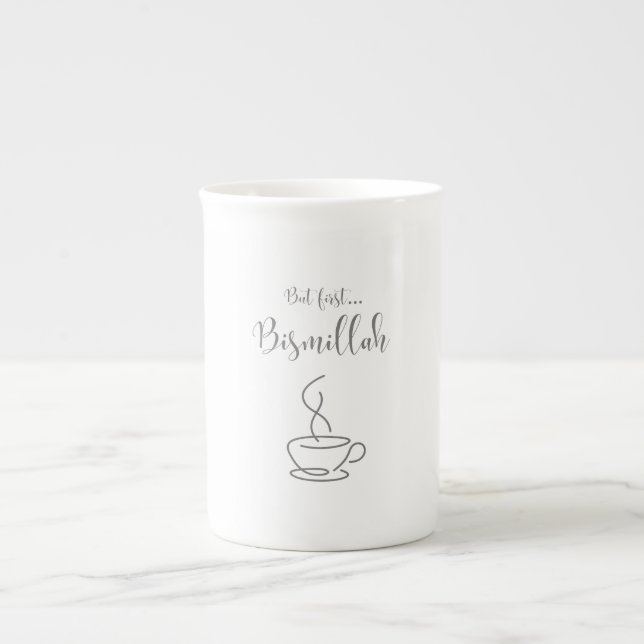 Taza De Porcelana Islamic Mug – But First Bismillah | Coffee Tea Cup (Frente)