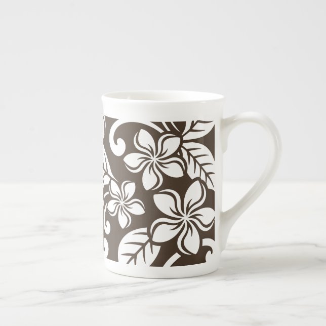 TAZA DE PORCELANA ISLAND PLUMERIA (CAFÉ MARRÓN) (Derecha)