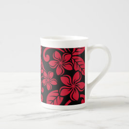 TAZA DE PORCELANA ISLAND PLUMERIA (NEGRO/ROJO) HUESO CHINA MUG