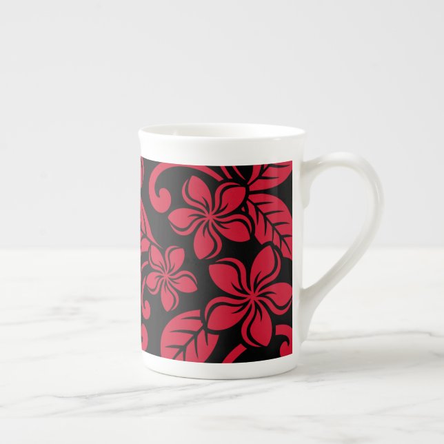 TAZA DE PORCELANA ISLAND PLUMERIA (NEGRO/ROJO) HUESO CHINA MUG (Derecha)