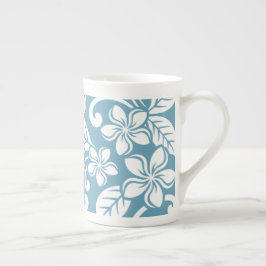 TAZA DE PORCELANA ISLANDIA PLUMERIA (AZUL ESLADO) HUESO CHINA MUG