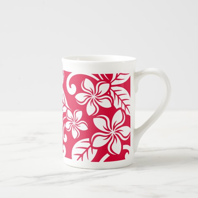TAZA DE PORCELANA ISLANDIA PLUMERIA (ROJO FRESCO) HUESO CHINA MUG (Derecha)