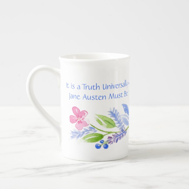 Taza De Porcelana Jane Austen Motto Floral BONE CHINA (Izquierda)