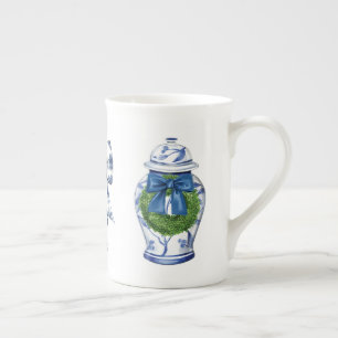 Taza De Porcelana Jarra de jengibre de Navidad con lazo estilo Chino