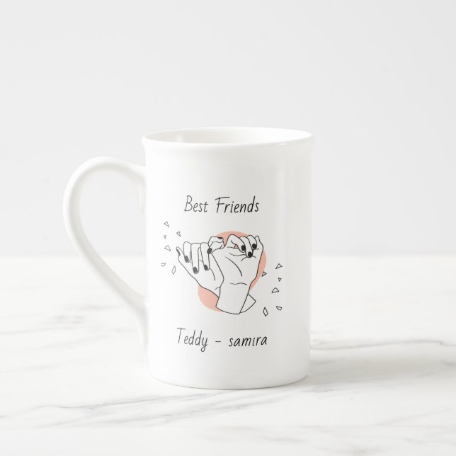 Taza De Porcelana Jarra Pinky Con Nombre Mejor Amigo Personalizado (Izquierda)