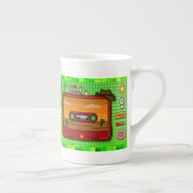 Taza De Porcelana Jeans games pixel art. (Derecha)