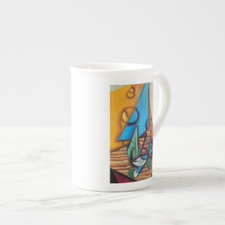 Taza De Porcelana Juan Gris - Botella y vaso en una mesa Arte abstra