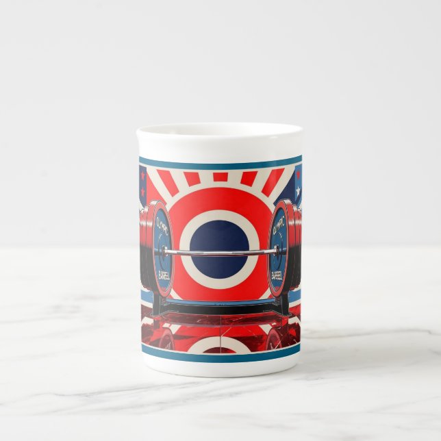 Taza De Porcelana Juego de Barbell Olímpico de Arte Pop Patriótico (Frente)