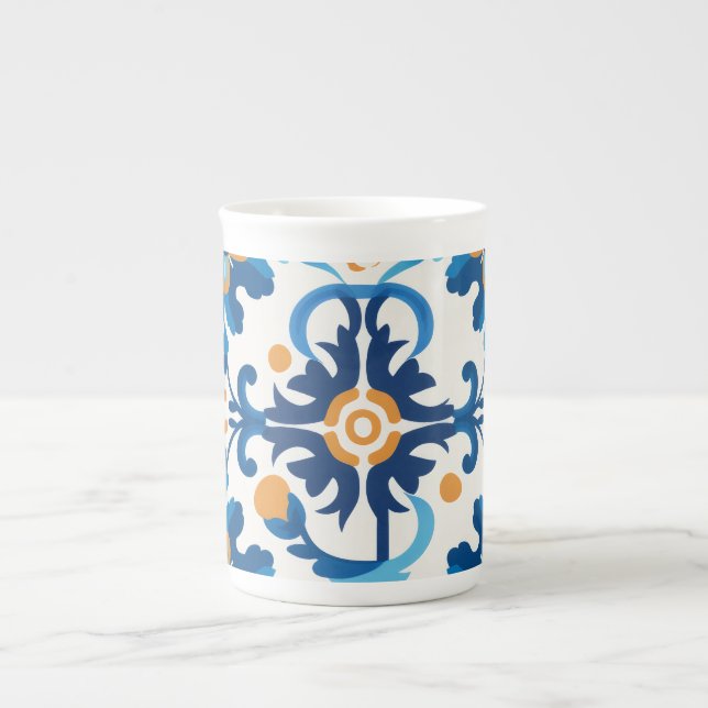 Taza De Porcelana Jug de leche azul y marrón (Frente)