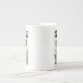 Taza De Porcelana Justo Aquí Para Despertar La Caída