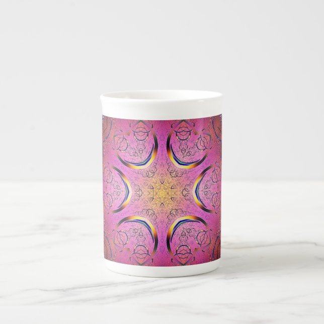 Taza De Porcelana Kaleidoscopio del corazón radiante (Frente)