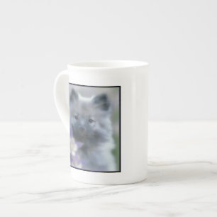 Taza De Porcelana Keeshond y Columbine - Fotografía de perro
