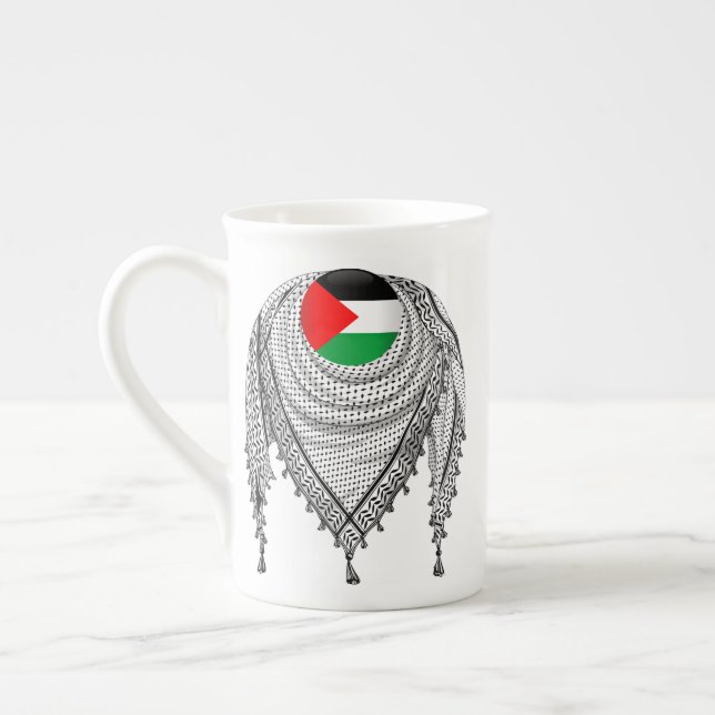 Taza De Porcelana Keffiyeh palestino Scarf tejido tradicional (Izquierda)