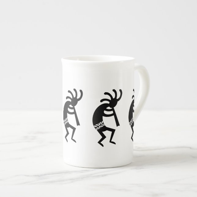 Taza De Porcelana Kokopelli Blanco Y Negro Al Suroeste (Derecha)