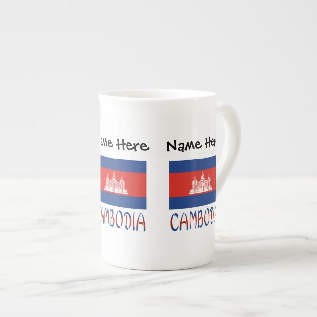 Taza De Porcelana La bandera camboyana es personalizada (Derecha)