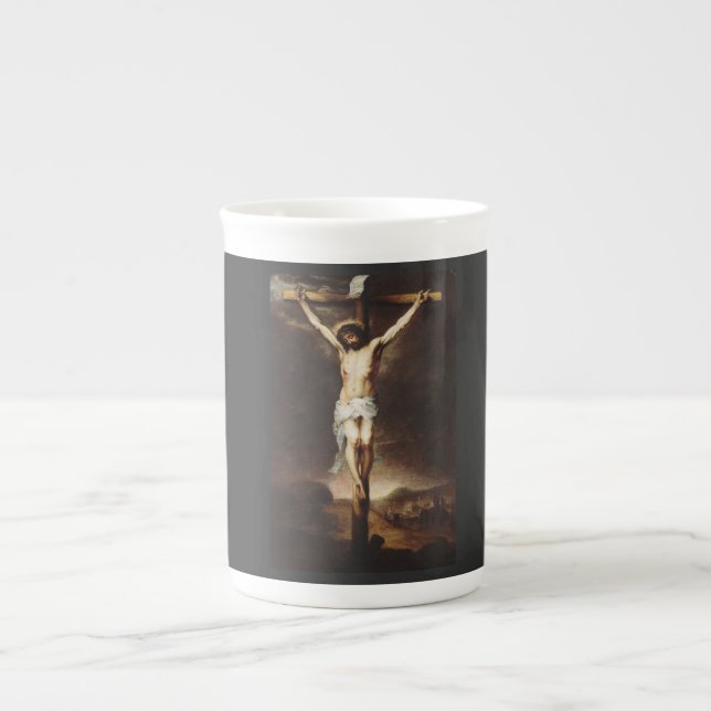 Taza De Porcelana La crucifixión de Bartolomé Esteban Murillo (Frente)