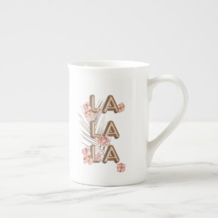 Taza De Porcelana LA LA LA- Motivación de flores RoseGold de moda Gi