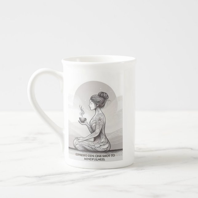 Taza De Porcelana La meditación de Espresso Zen, un Buda caliente (Izquierda)