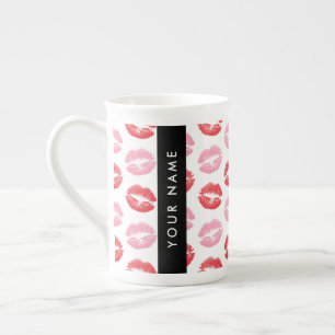 Taza De Porcelana Labios rojos, labios rosados, besos, tu nombre, pe