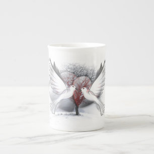 Taza De Porcelana Las palomas del amor son el dedo pulgar de China