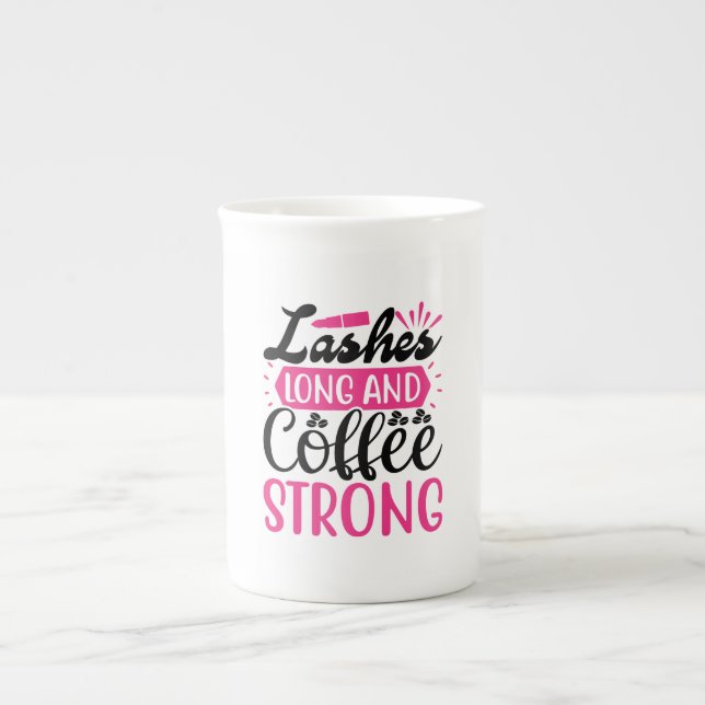 Taza De Porcelana Lashes Long Coffee Strong (Frente)