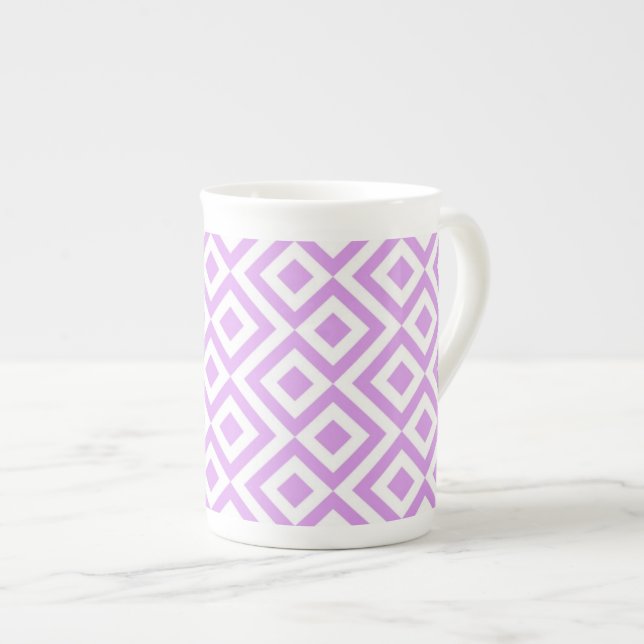 Taza De Porcelana Lavanda y meandro blanco (Derecha)
