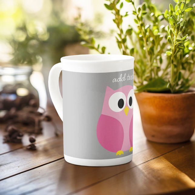 Taza De Porcelana Lechuza Personalizado pequeña - Nombre personaliza (Personalized mug with photos and text, customize completely in the advanced design area)