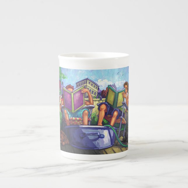 Taza De Porcelana Lectura en verano (Frente)