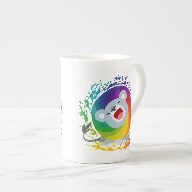 Taza De Porcelana León blanco arco iris Personalizado (Derecha)