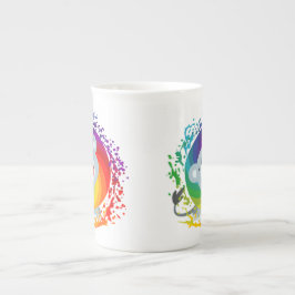 Taza De Porcelana León blanco arco iris Personalizado