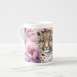 Taza De Porcelana Leopard Cub y Rosas