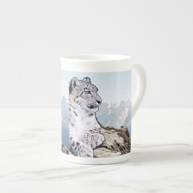 Taza De Porcelana Leopardo de la nieve (Derecha)