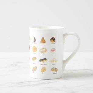 Taza De Porcelana Les Pâtisserie Françaises acuarela