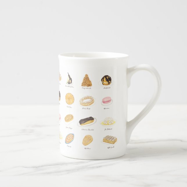 Taza De Porcelana Les Pâtisserie Françaises acuarela (Derecha)