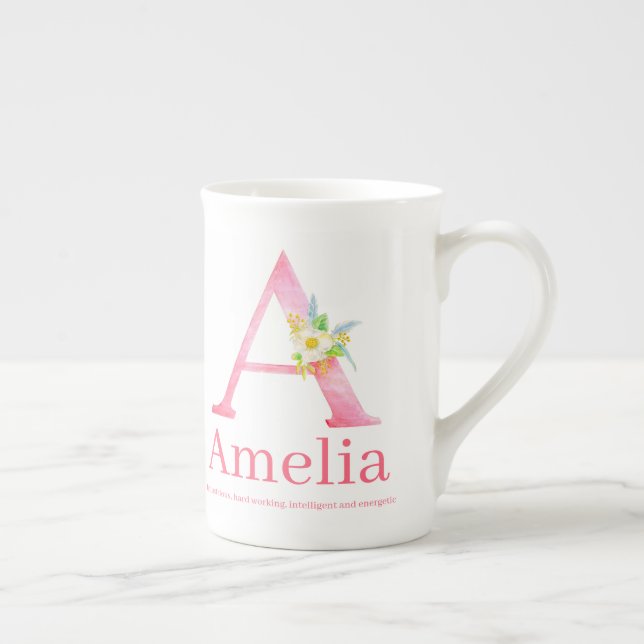 Taza De Porcelana Letra el significado conocido de Amelia del rosa (Derecha)