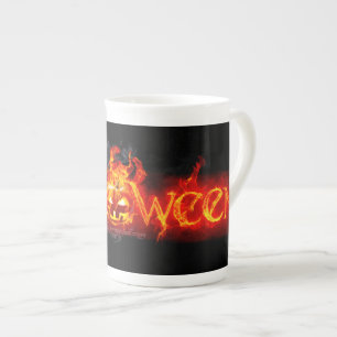 Taza De Porcelana Letras ígneas masivas de SlipperyJoe's Halloween c