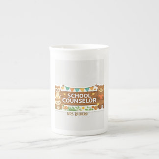 Taza De Porcelana Letrero de puerta de consejero escolar de animales