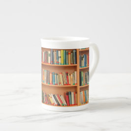 Taza De Porcelana Libros en fondo de estantería