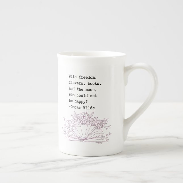 Taza De Porcelana Libros y flores Oscar Wilde Coffee Mug (Derecha)