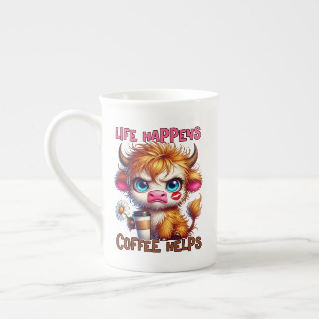 Taza De Porcelana Life Happens Coffee Helps  (Izquierda)