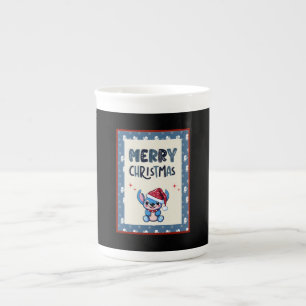 Taza De Porcelana Lil Blue Cutie dice "Feliz Navidad"