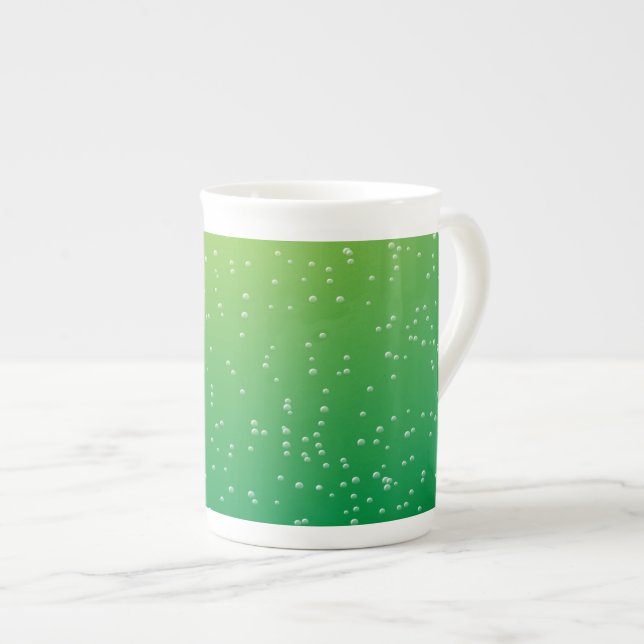 Taza De Porcelana Lime Soda con pequeñas burbujas fondo arte (Derecha)