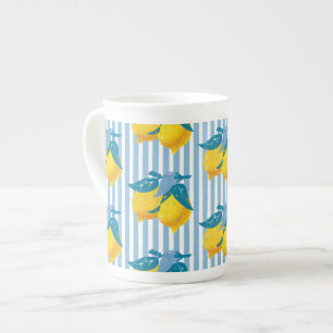 Taza De Porcelana Limones Amarillos Amalfi Estilo Mediterráneo