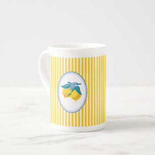 Taza De Porcelana Limones Amarillos Amalfi Estilo Mediterráneo