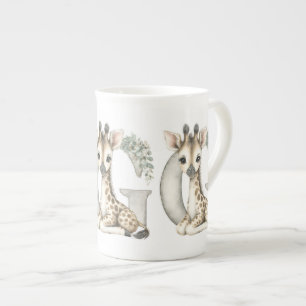 Taza De Porcelana Lindo alfabeto de animales bebé en acuarela Jirafa