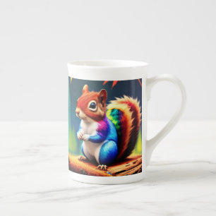 Taza De Porcelana Lindo Ardilla Sentada Colorida