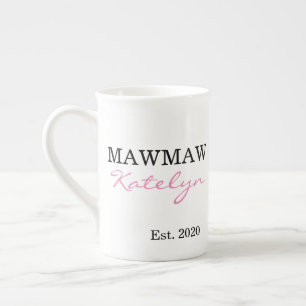 Taza De Porcelana Lindo Nombre Personalizado Mawmaw Año de Fundación