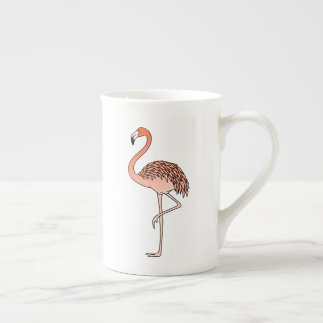 Taza De Porcelana Lineart de pájaros Flamingo rosa-57667 (Derecha)
