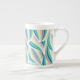 Taza De Porcelana Líneas Coloridas Vibraciones Vintage Arte Abstract