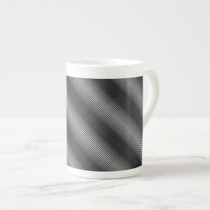 Taza De Porcelana Líneas de gradación en blanco y negro ultra finas